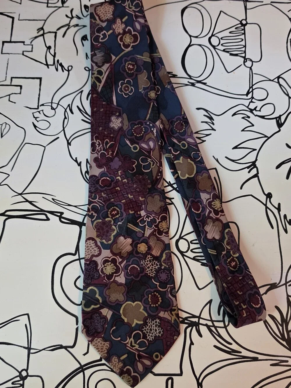 Chukkers Tiesmiths Vintage Silk Tie Extra Long XL Tall Man Purple Floral 62x3.75